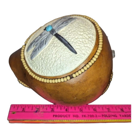 Dragonfly turquoise decorative gourd. - Picture 7 of 8